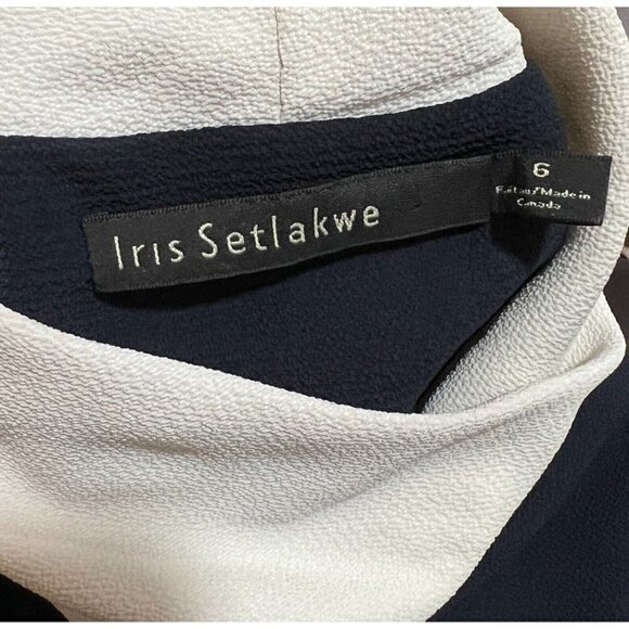 Iris Setlakwe Sz 6 Navy Blue Cowl Neck Turtleneck Tank Top Crepe Blouse - Picture 4 of 5